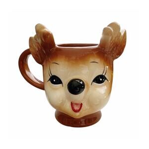 Pottery Barn Cheeky Reindeer Holiday Vintage Look Mug